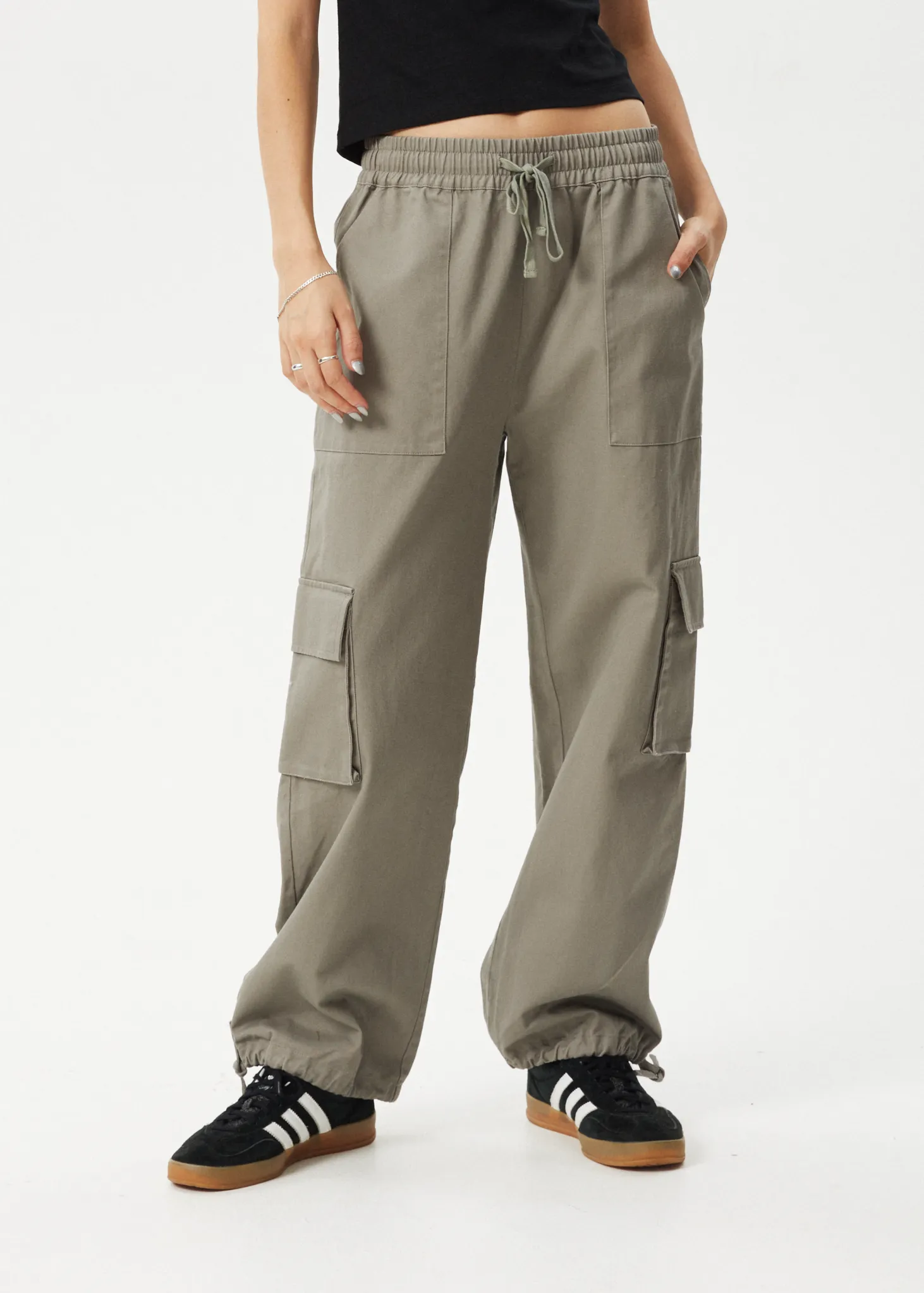 AFENDS Womens Tasman - Cargo Pants - Grey Olive