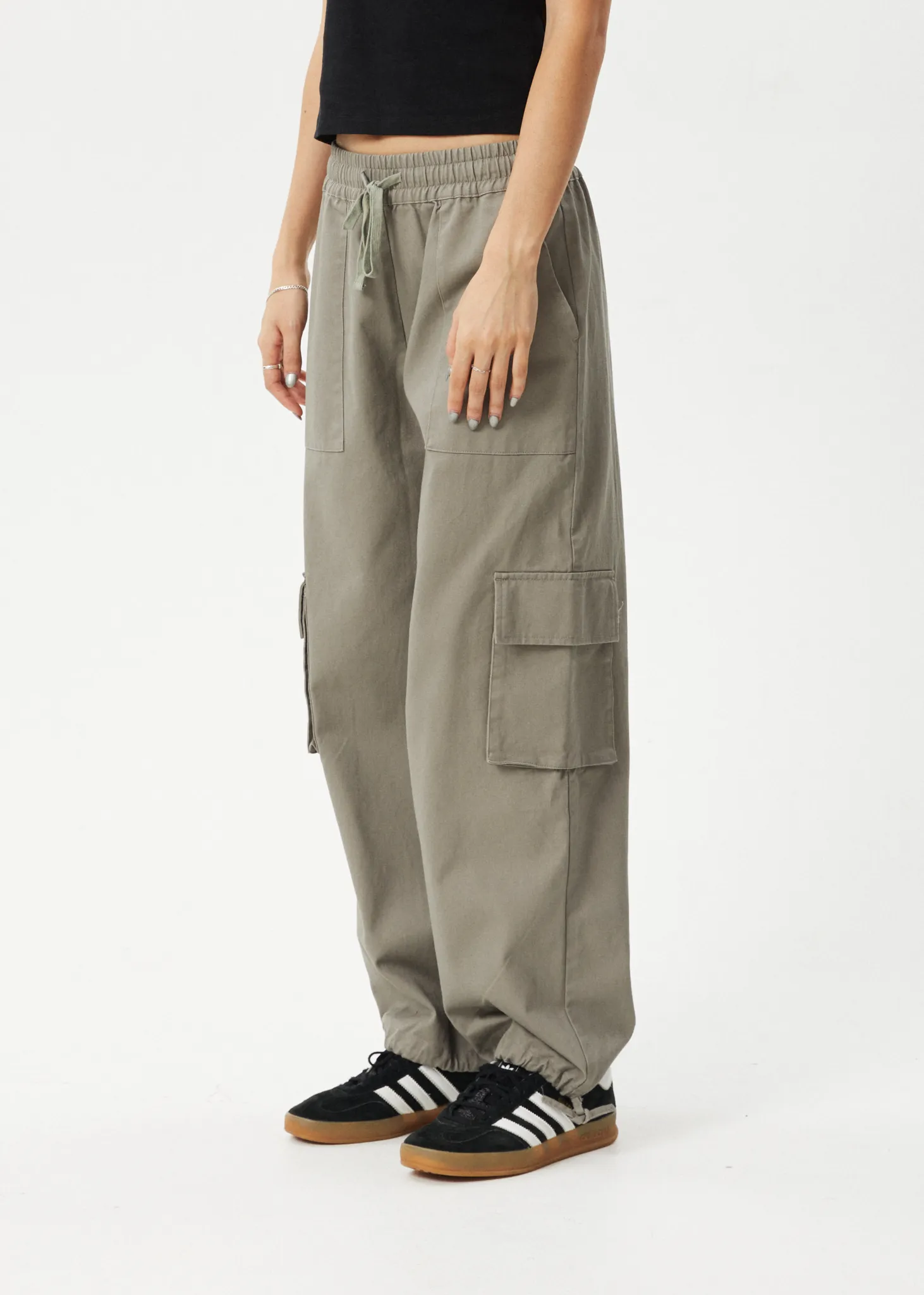 AFENDS Womens Tasman - Cargo Pants - Grey Olive