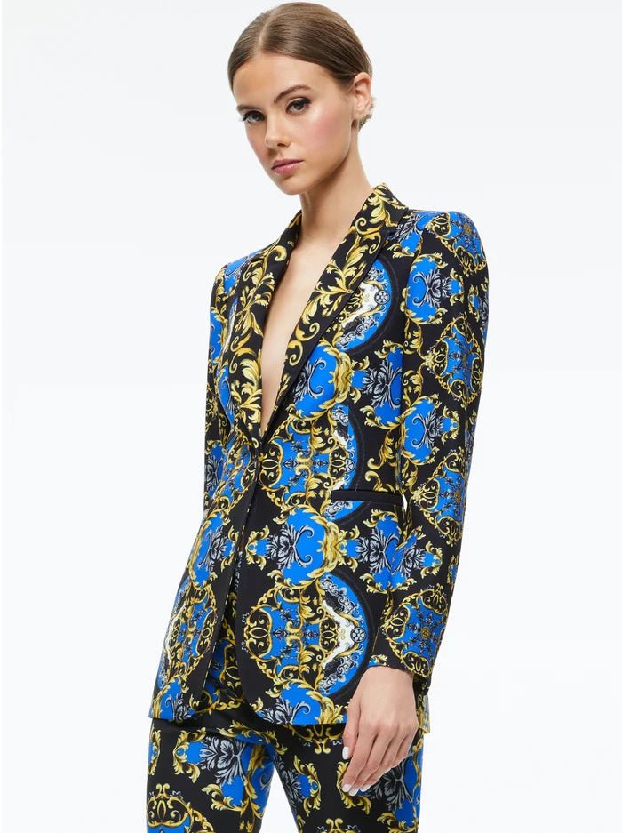 Alice + Olivia Breann Fitted Blazer in Regal Romance Sapphire