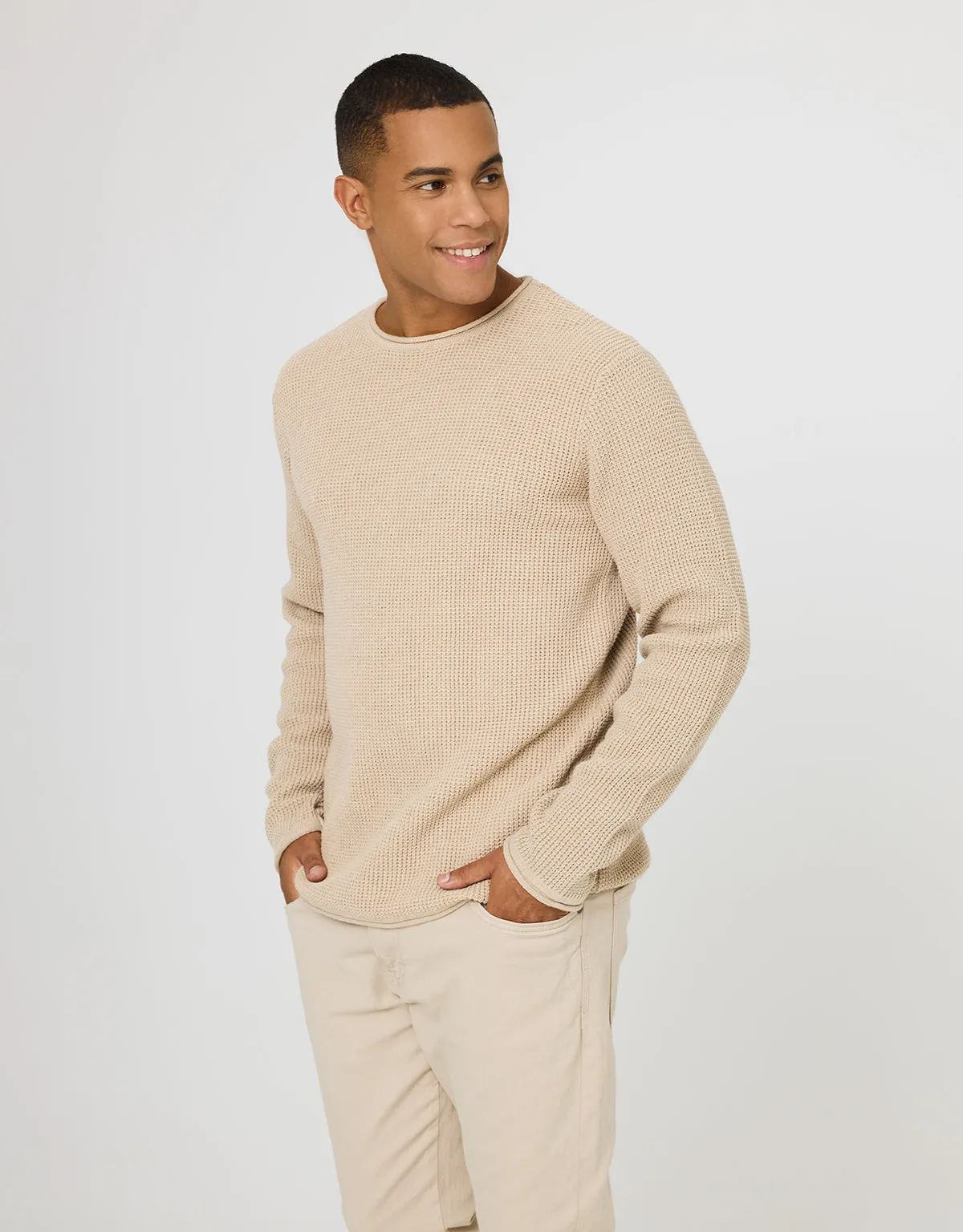 Beige Long Sleeve Sweater - Tissing