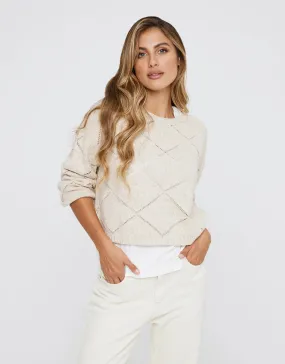 Beige Rhombus Sweater - Cafell