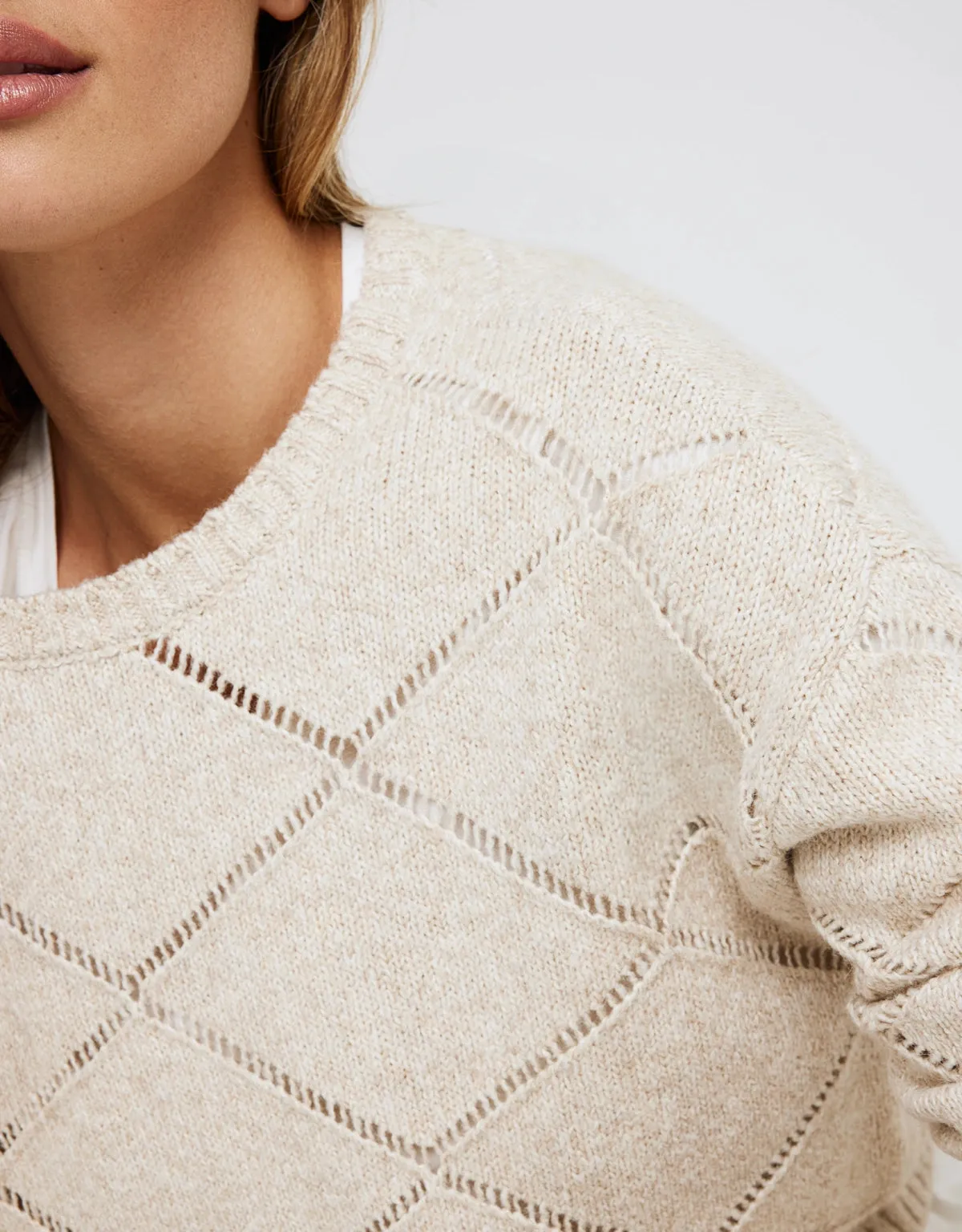 Beige Rhombus Sweater - Cafell