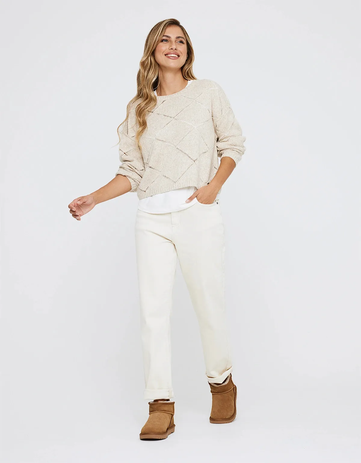 Beige Rhombus Sweater - Cafell