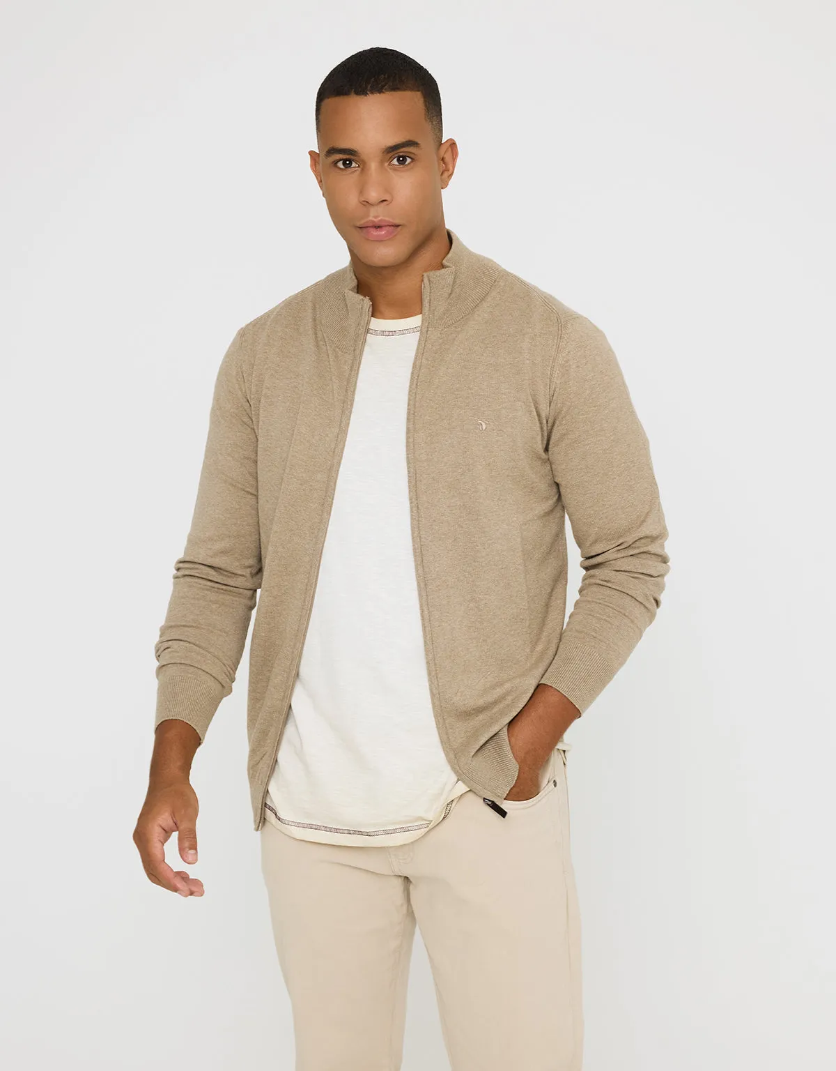 Beige Zip Sweater - Peaks