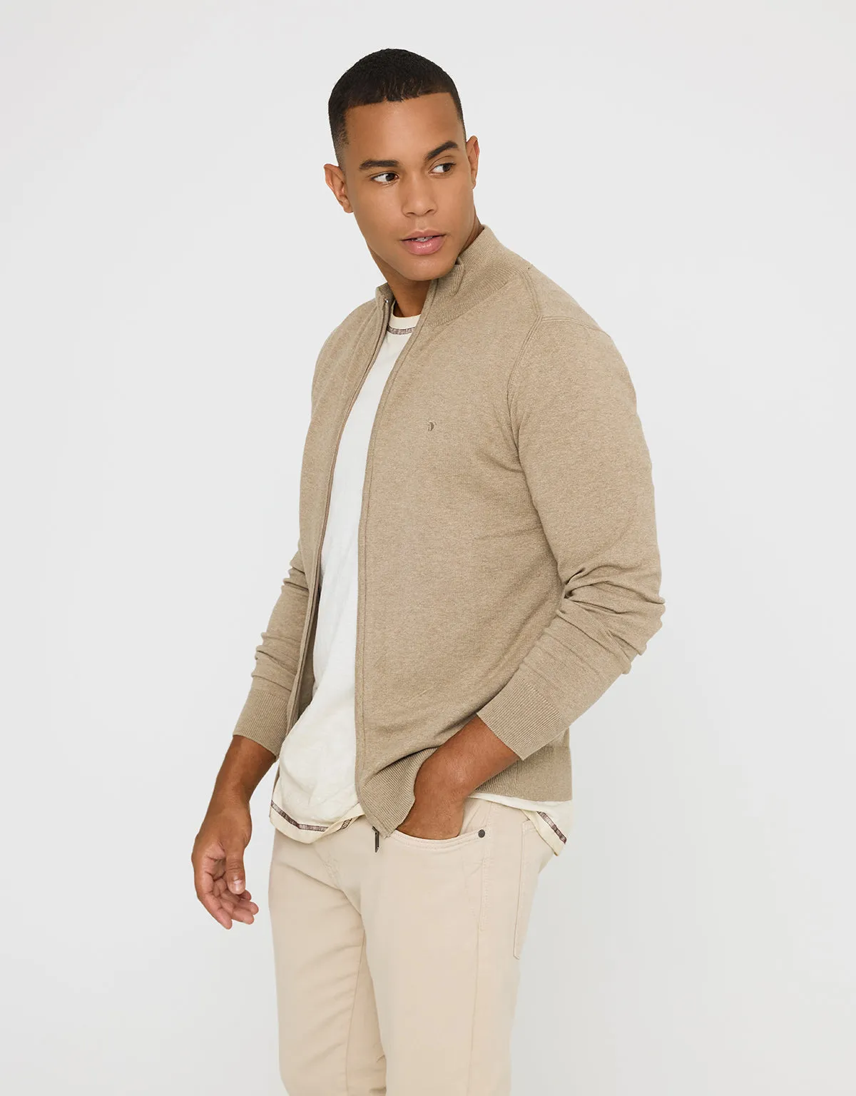 Beige Zip Sweater - Peaks