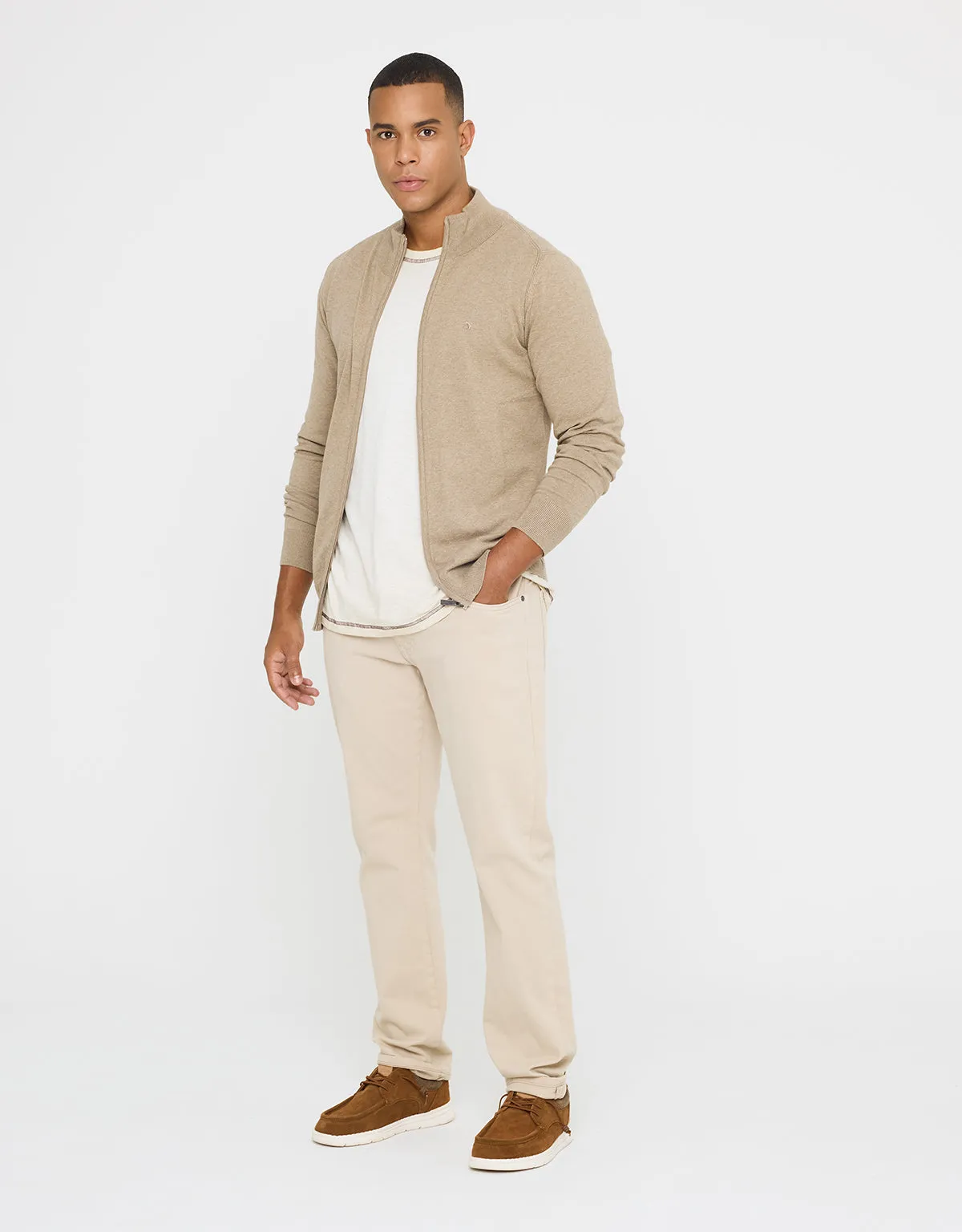 Beige Zip Sweater - Peaks