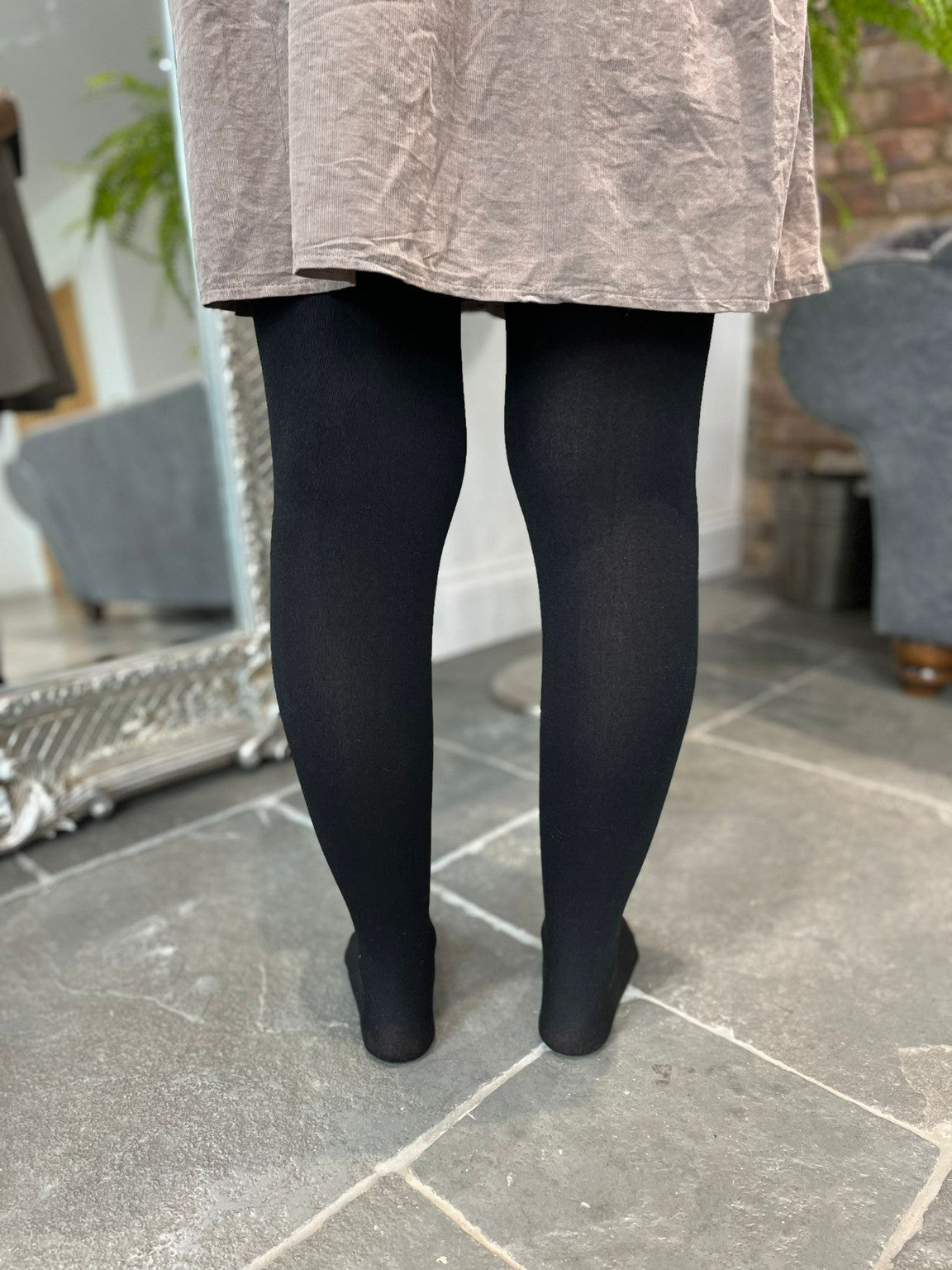 Black Fleece Lined Thermal Tights