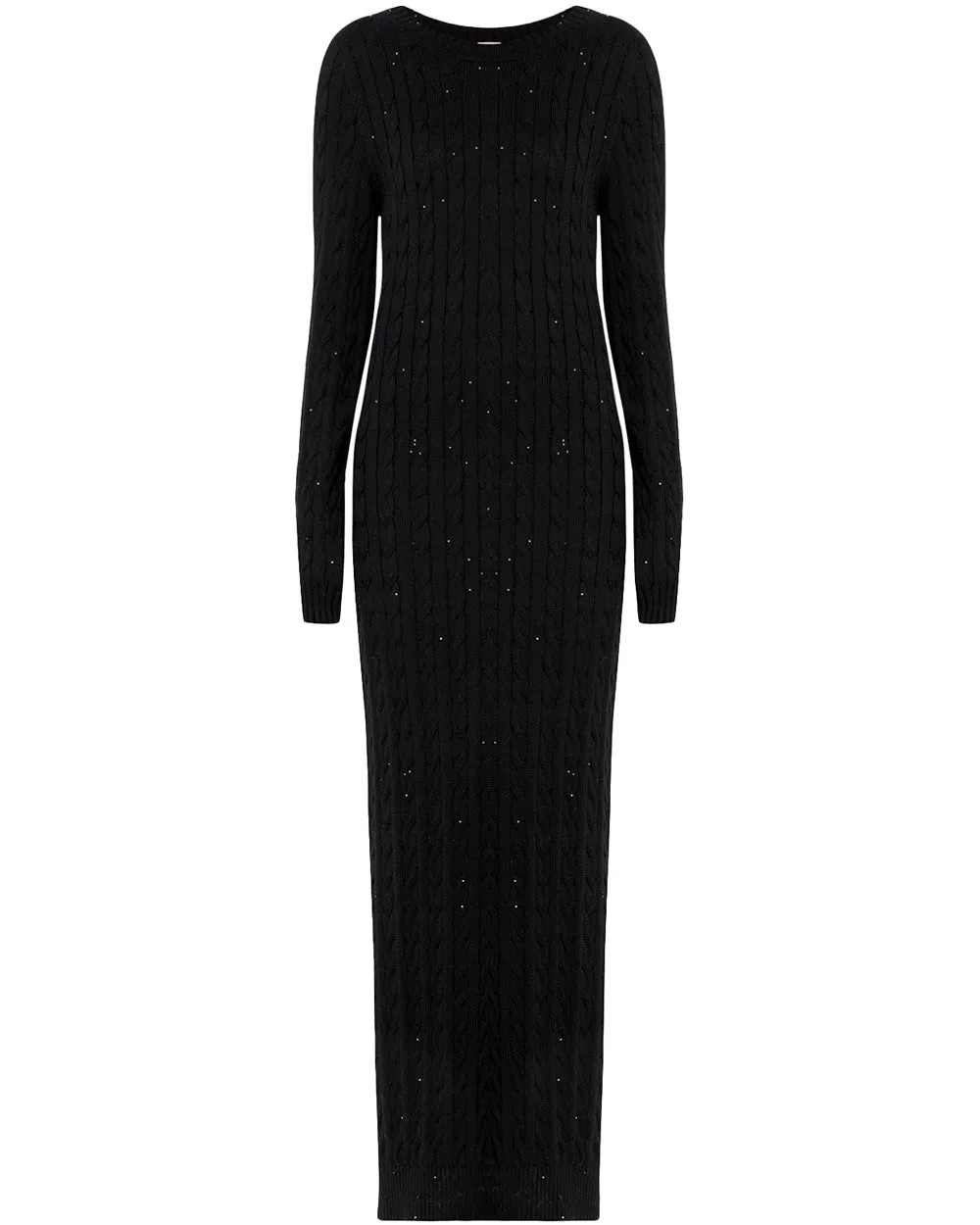 Black Knit Long Sleeve Sweater Dress