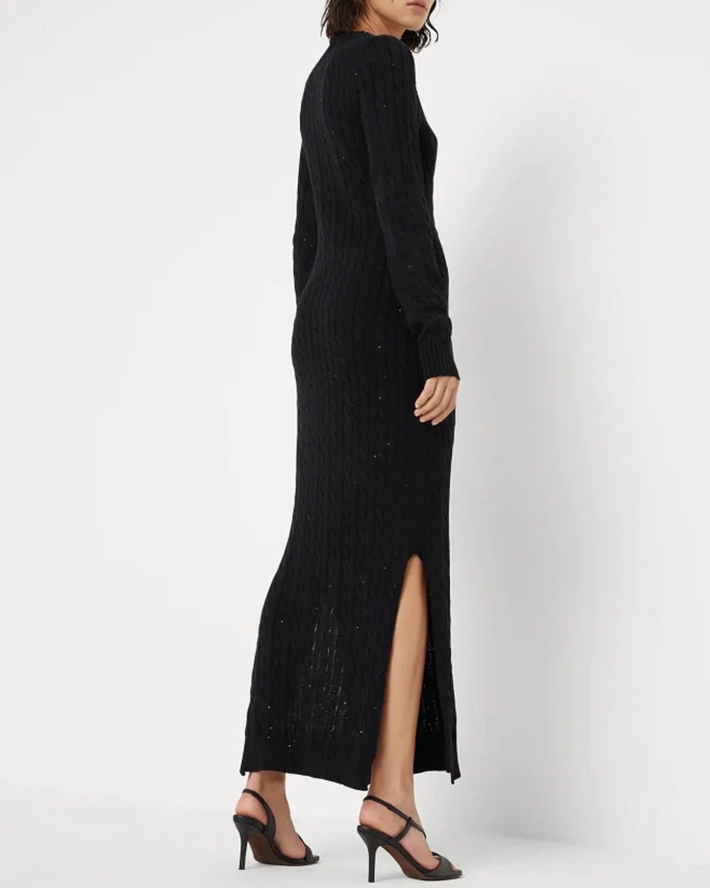 Black Knit Long Sleeve Sweater Dress