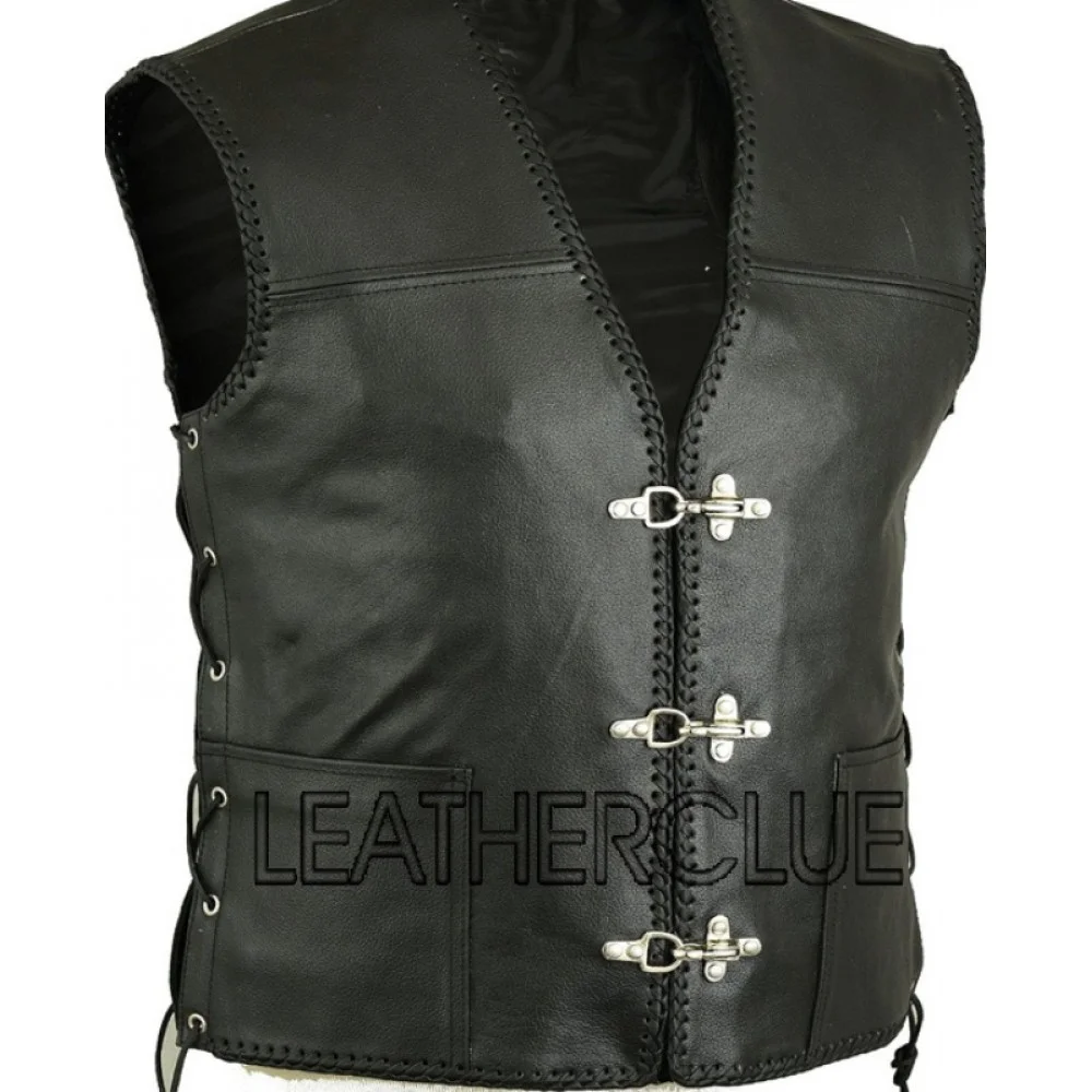 Black Leather Waistcoat