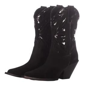 BLACK SUEDE COWBOY BOOTS