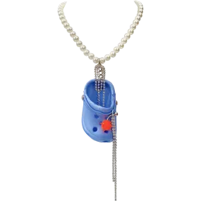 Blue Bedazzled Mini Croc Necklace