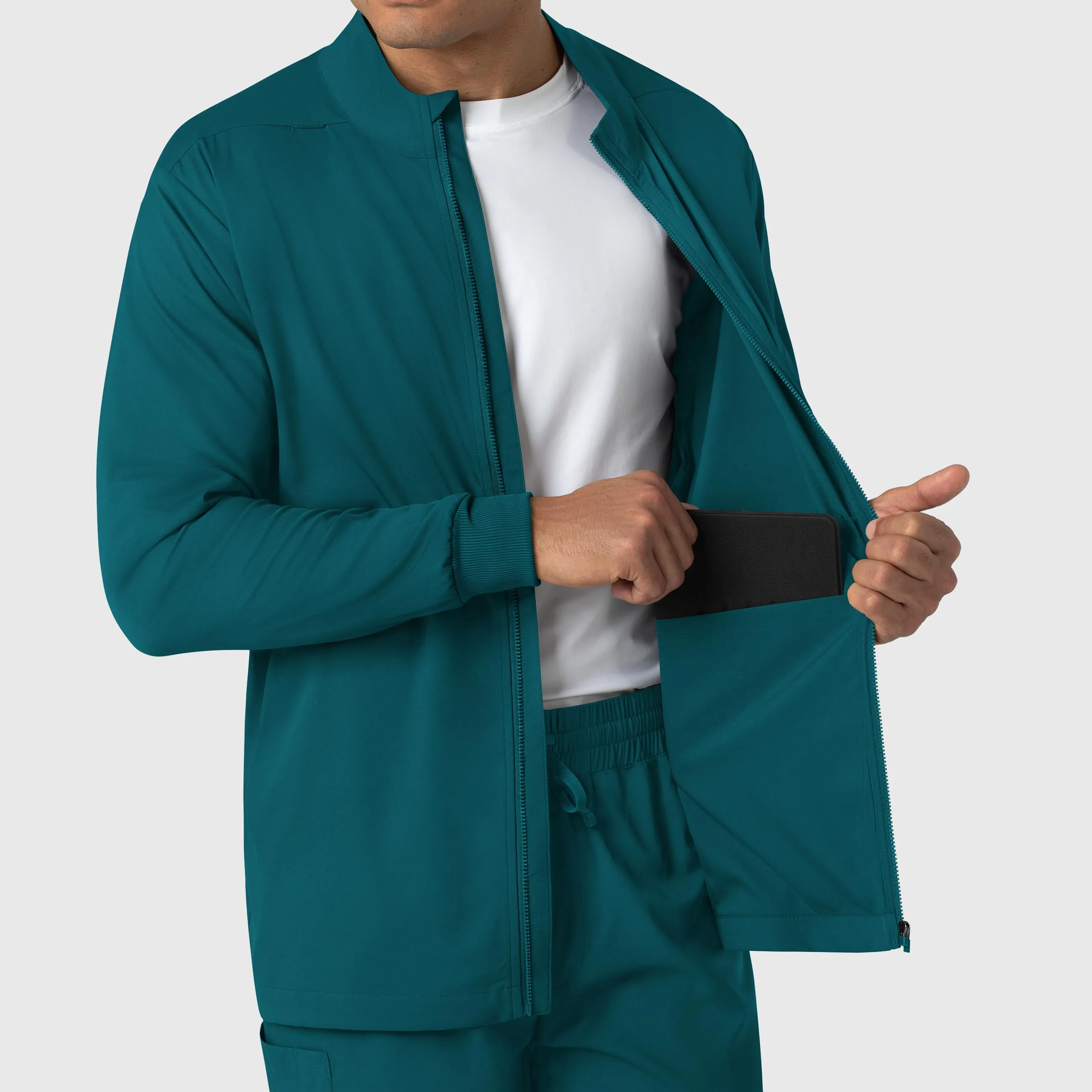 Boundless Men's Warm Up Scrub Jacket - Caribbean