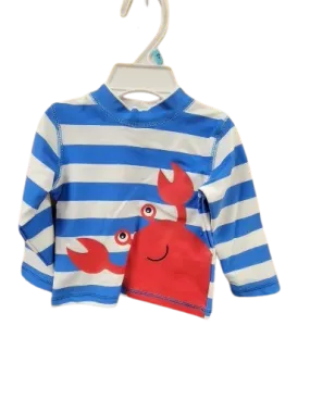 Boys Blue Stripe Rashguard Shirt, Dancing Crab (Swim Shirt)