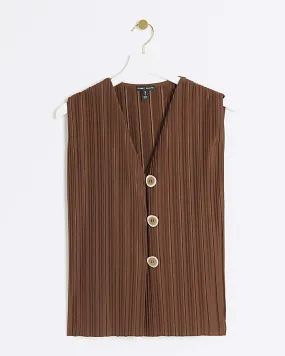 Brown Plisse Waistcoat