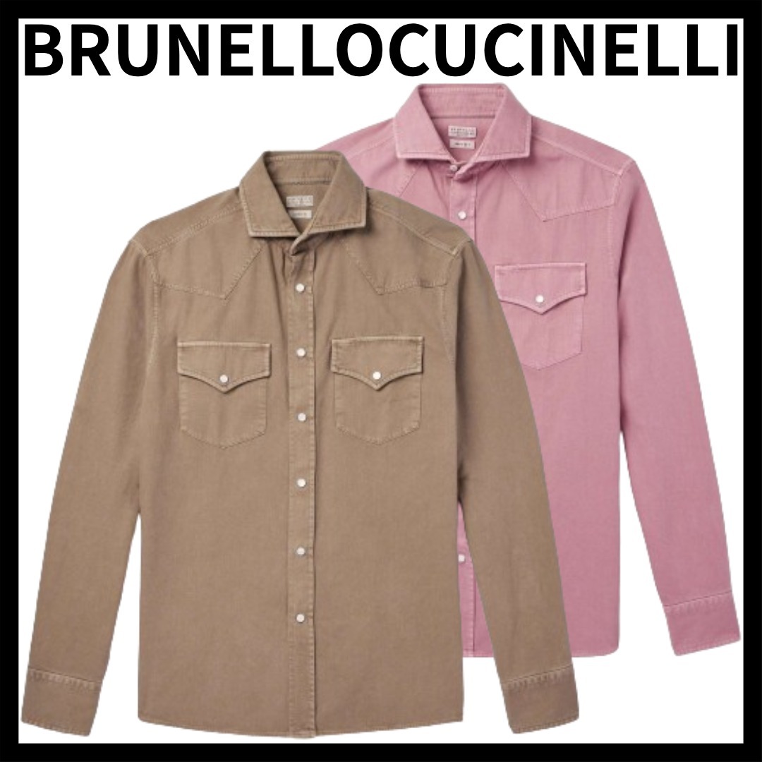 BRUNELLO CUCINELLI  |Button-down Unisex Blended Fabrics Street Style Cropped