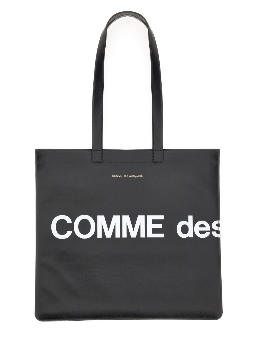 COMME DES GARCONS WALLET    HUGE LOGO LEATHER TOTE BAG