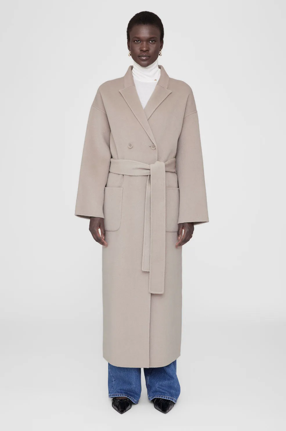 Dylan Maxi Coat - Taupe Cashmere Blend