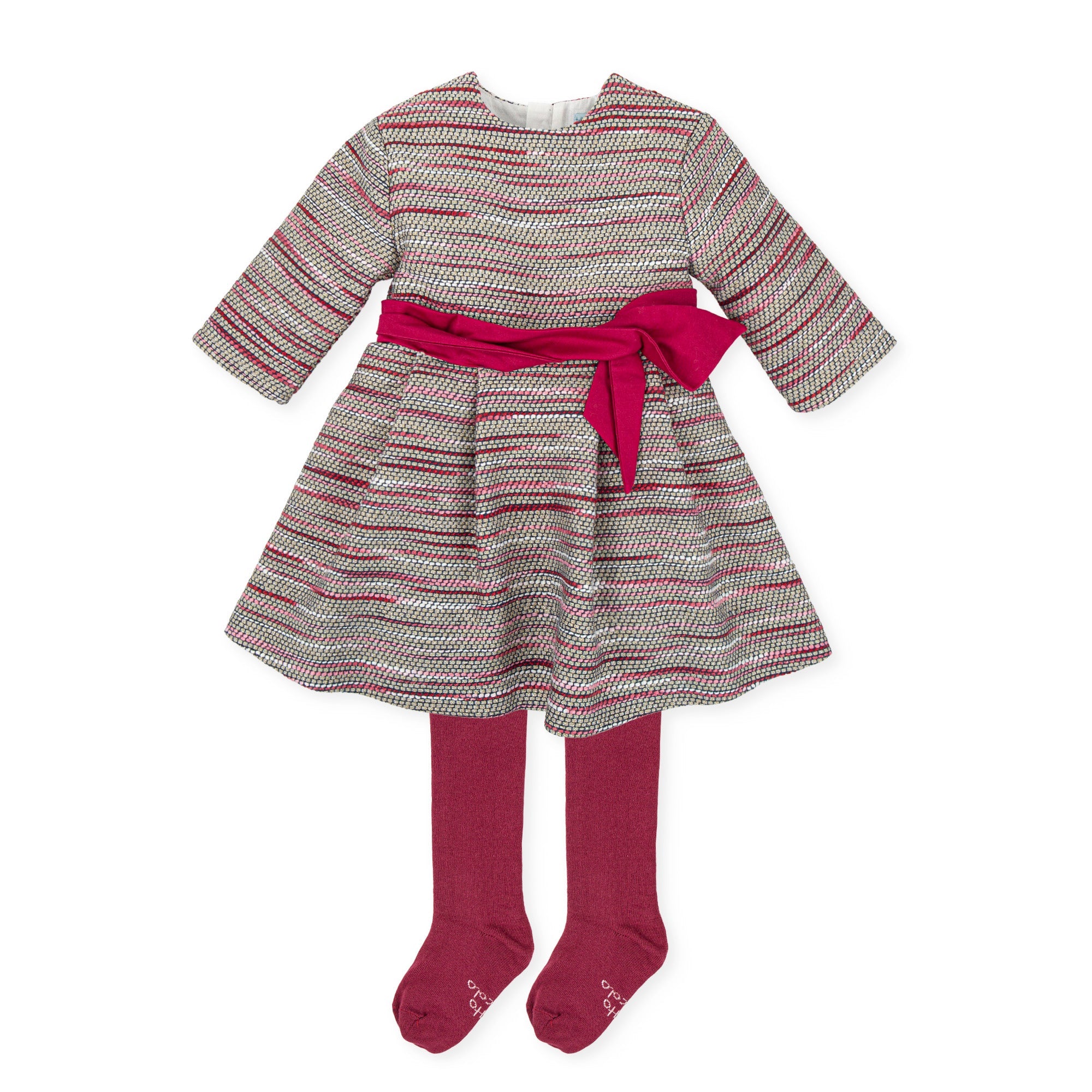 Girl Grafito Dress & Tights-Carmine