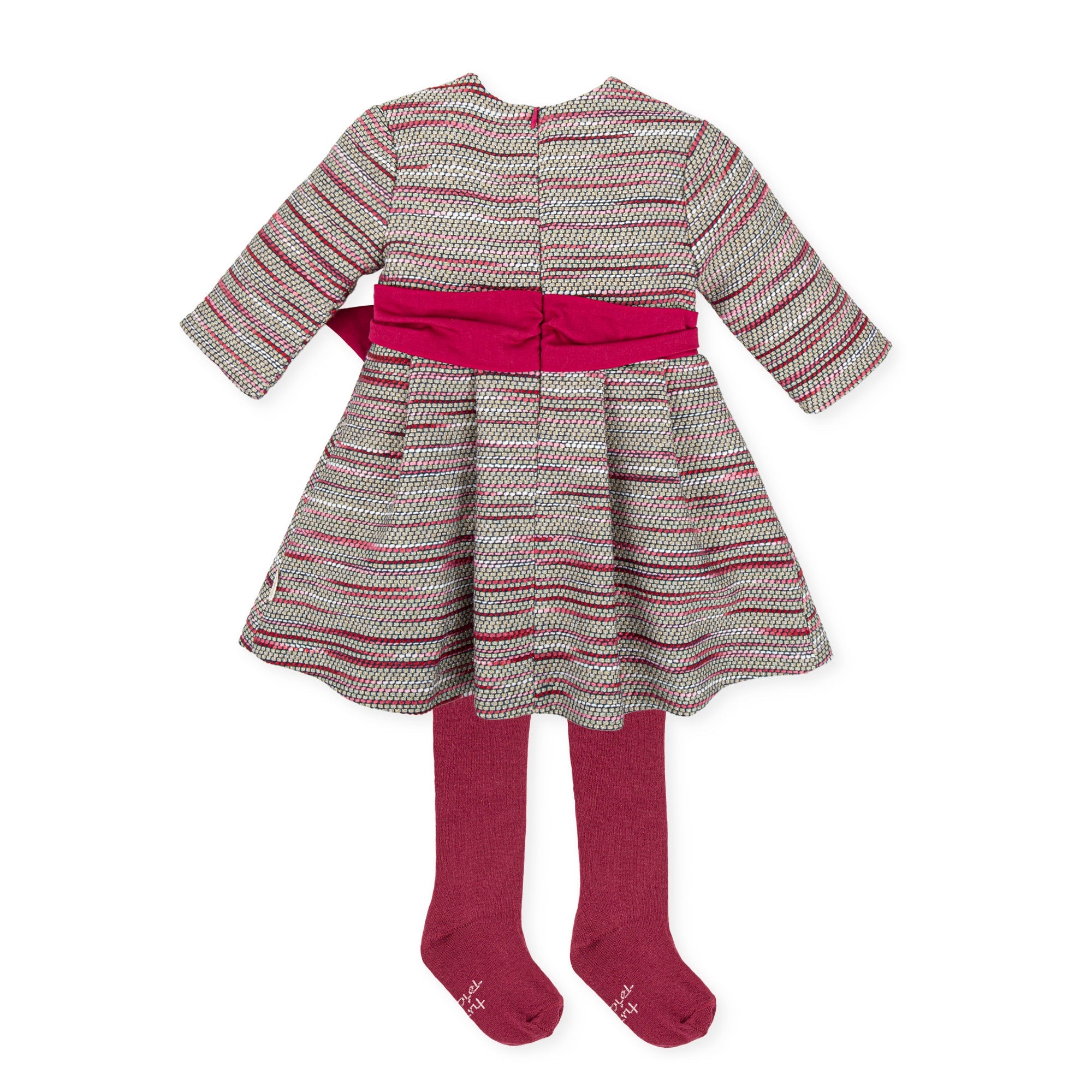 Girl Grafito Dress & Tights-Carmine