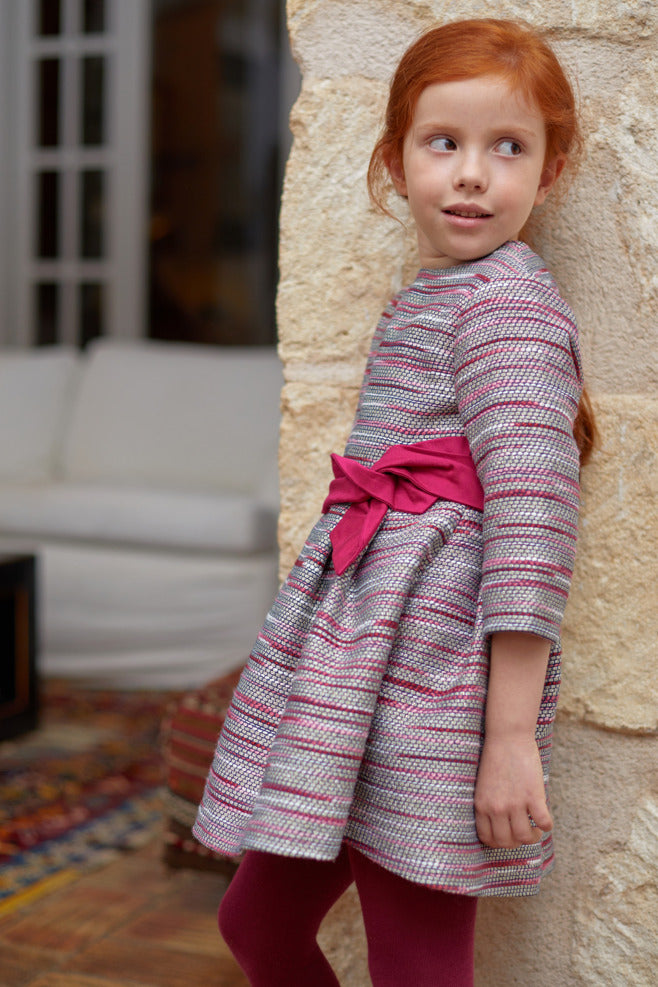 Girl Grafito Dress & Tights-Carmine