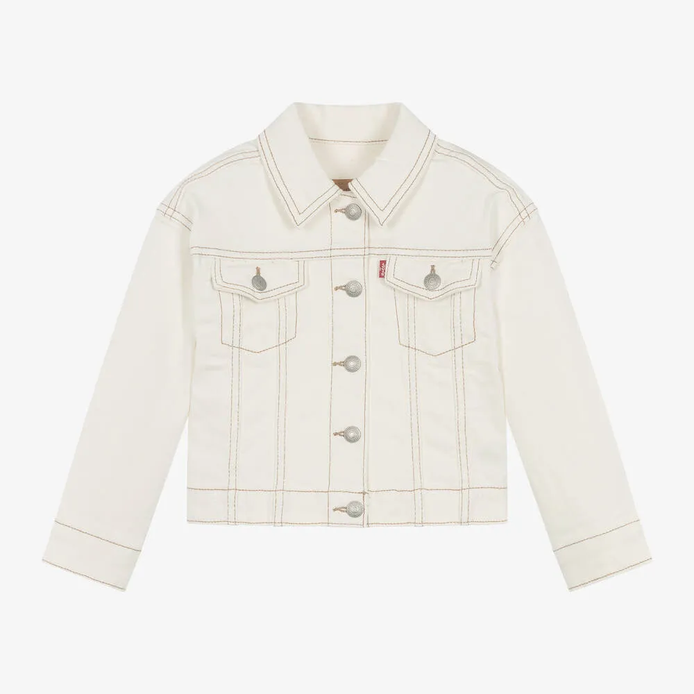 Girls Ivory Denim Jacket