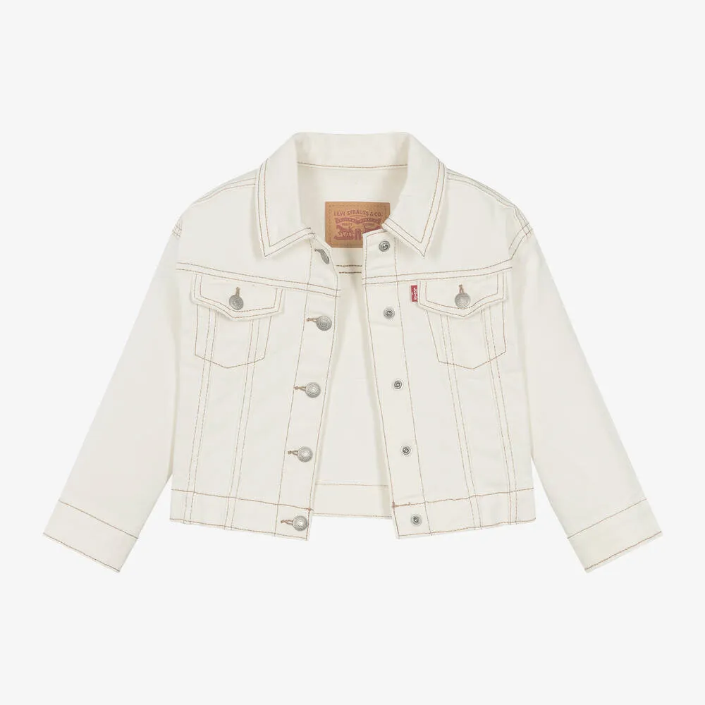 Girls Ivory Denim Jacket