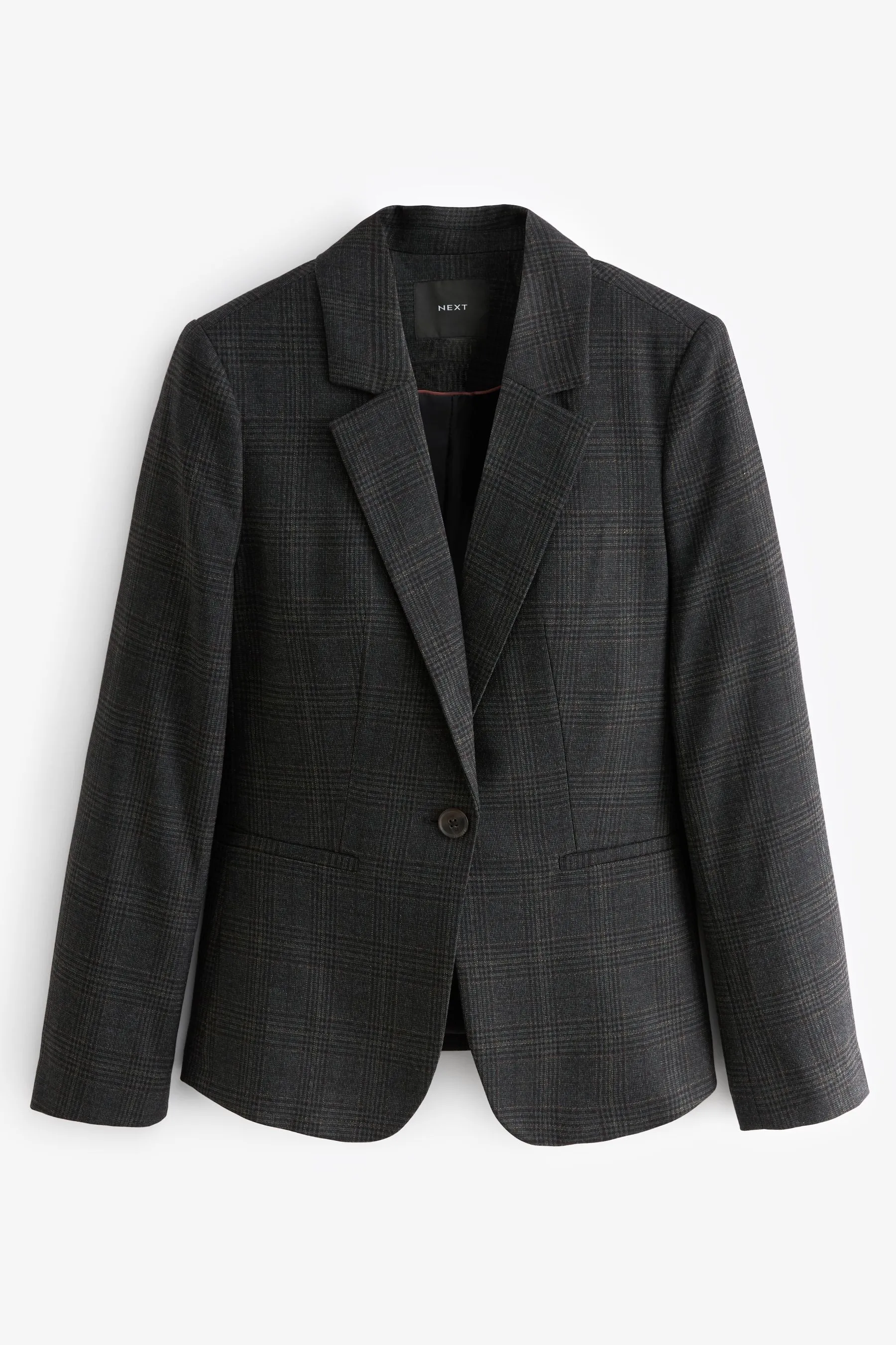 Grey/Black Check Single Breasted Blazer