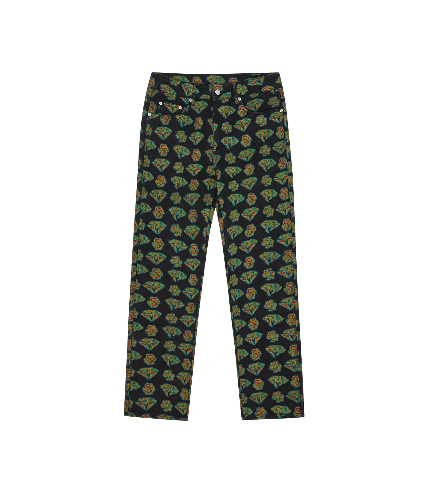 HEAT MAP DIAMONDS & DOLLARS DENIM PANTS - BLACK