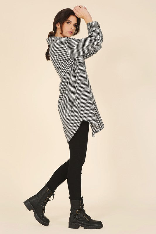 Houndstooth Long Shacket