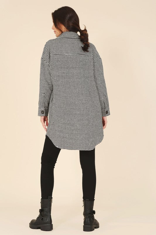 Houndstooth Long Shacket