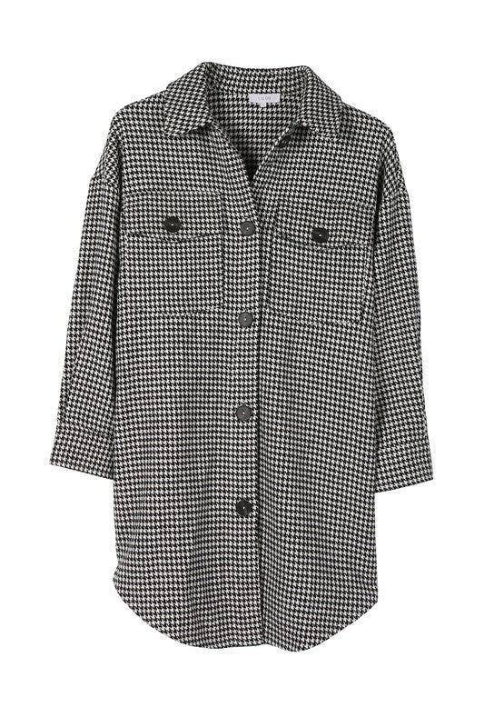 Houndstooth Long Shacket