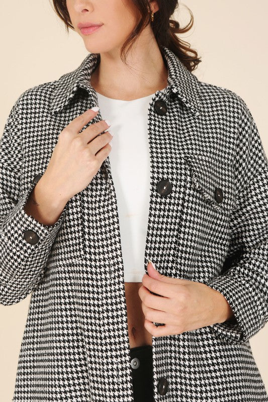 Houndstooth Long Shacket