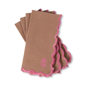 Icon Linen Napkins S/4 - Khaki + Hot Pink