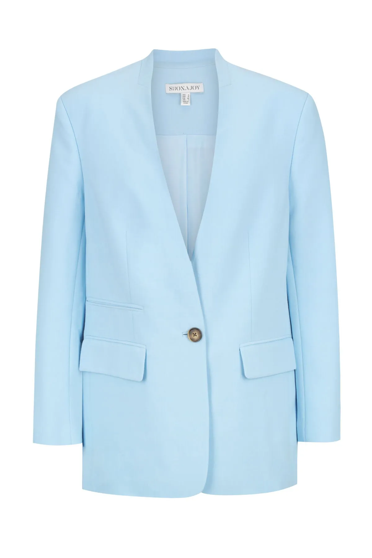 Irena Collarless Oversized Blazer - Cool Blue