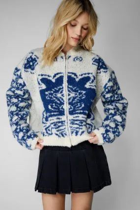 Jacquard Knit Bomber Jacket