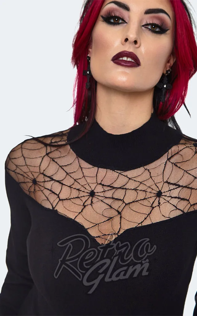 Jawbreaker Spiderweb Lace Black Sweater