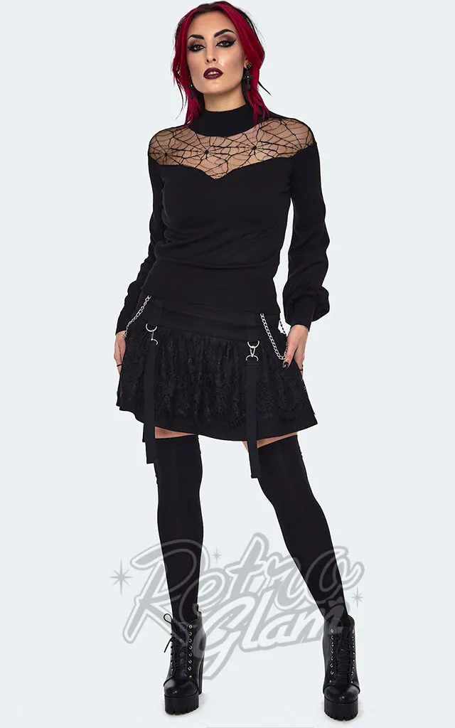 Jawbreaker Spiderweb Lace Black Sweater