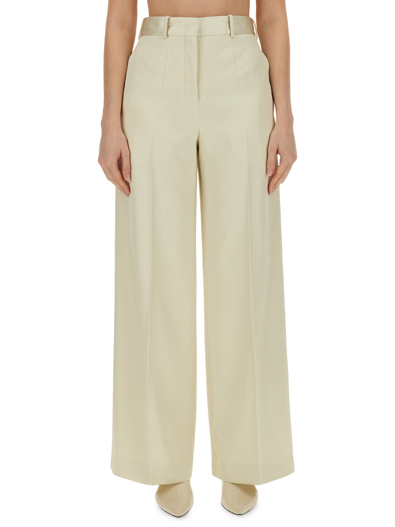 JIL SANDER    VISCOSE AND SILK TAILORED PANTS