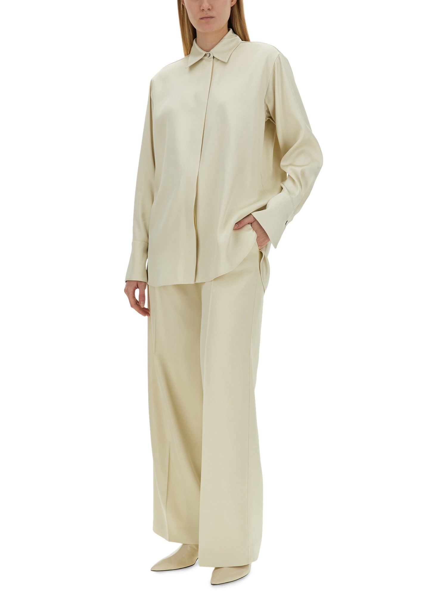 JIL SANDER    VISCOSE AND SILK TAILORED PANTS