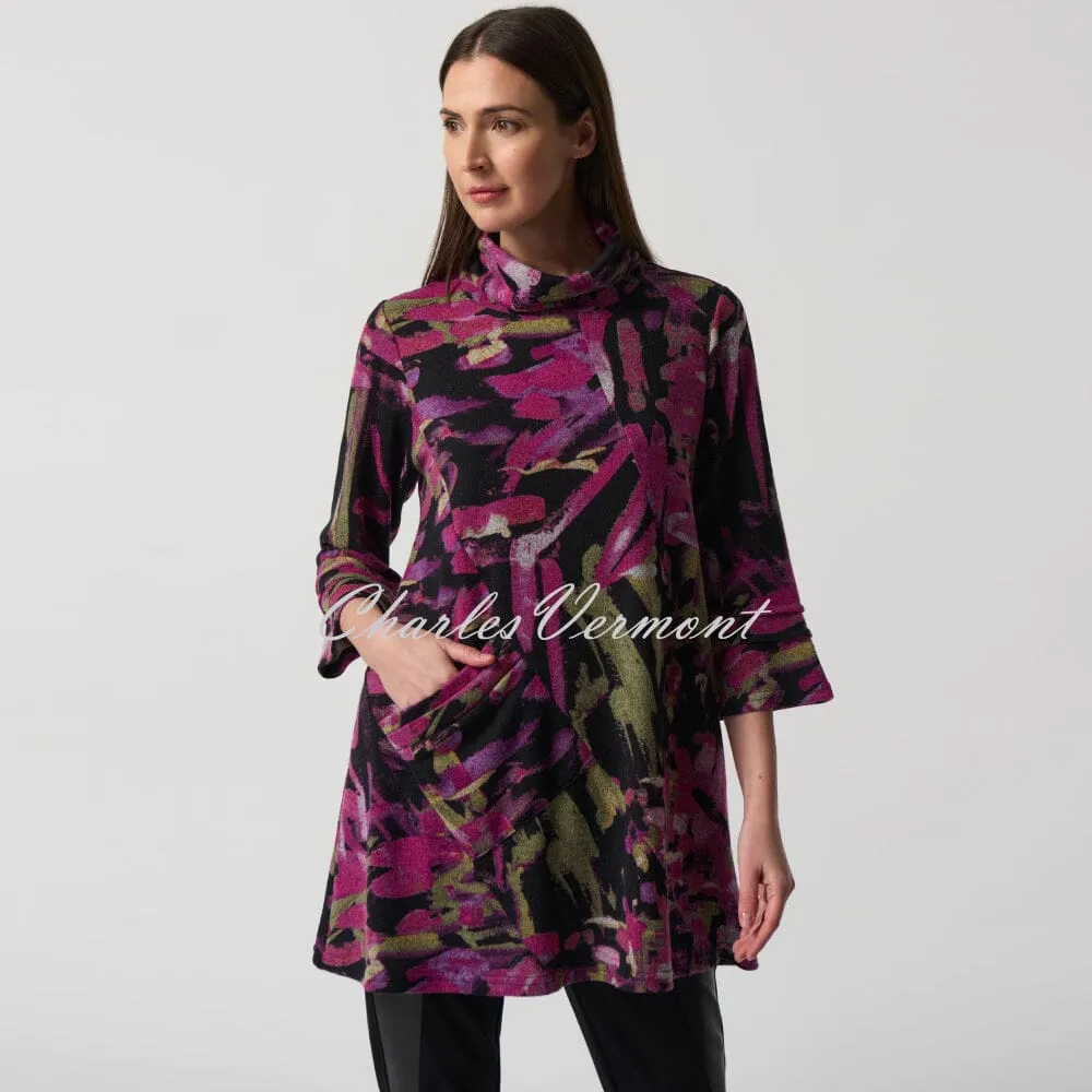 Joseph Ribkoff Abstract Print Cowl Neck Tunic Top - Style 233056