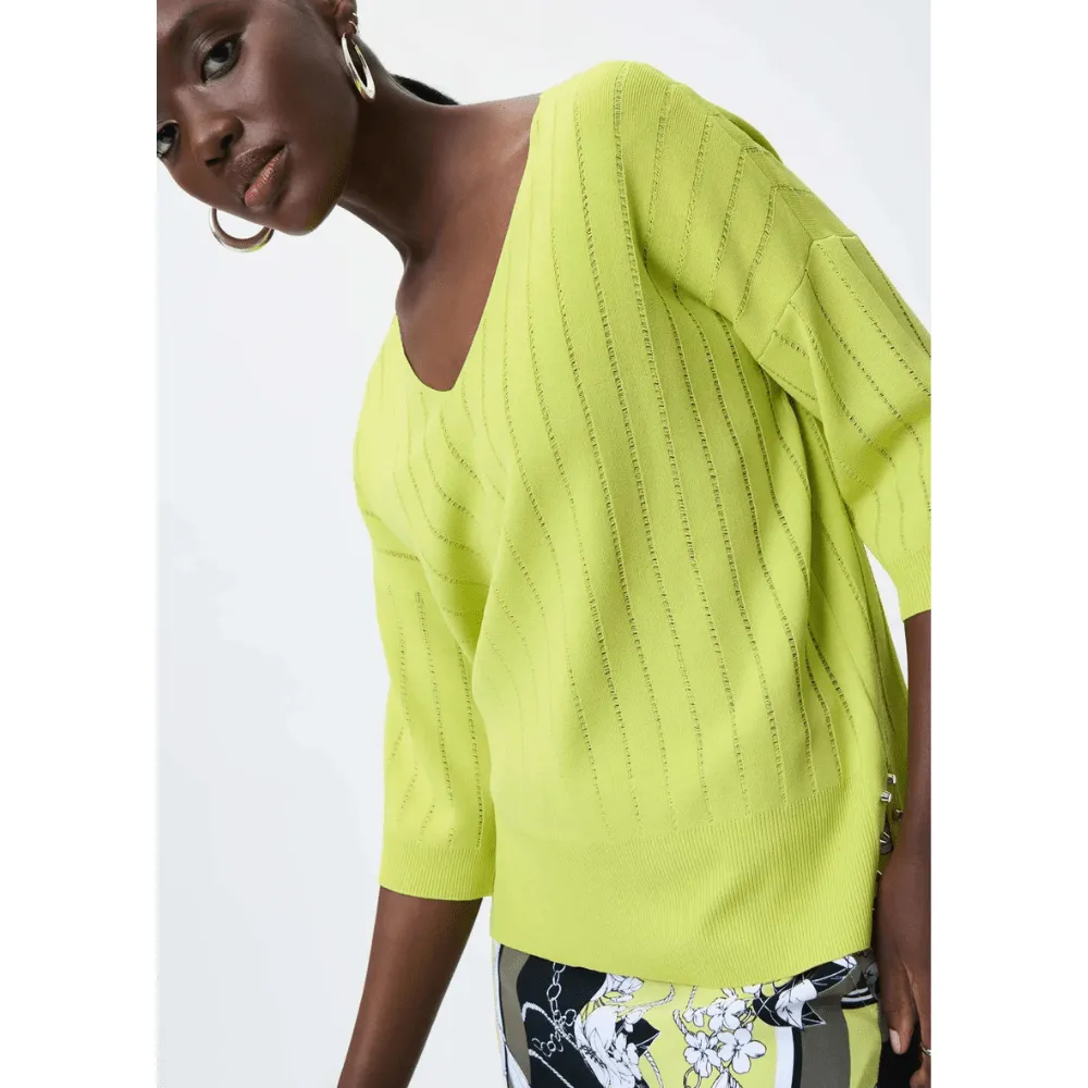 Joseph Ribkoff Knitted V-Neck Top - 231944 - Multi Colours