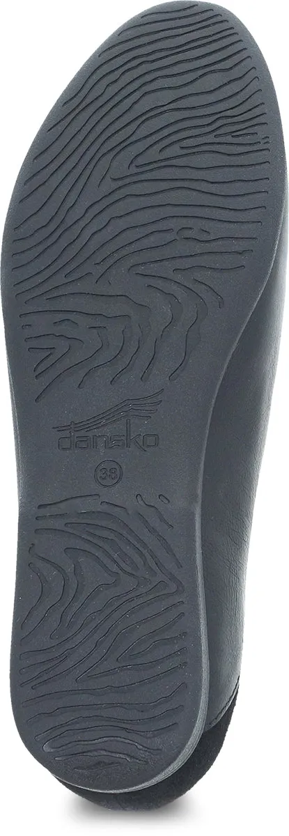 Lace Black Glazed Leather Flat