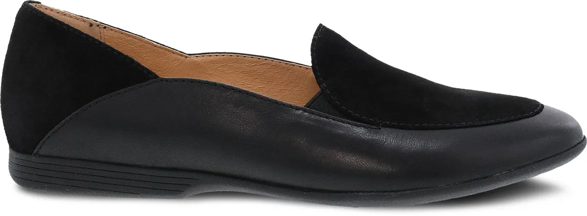 Lace Black Glazed Leather Flat