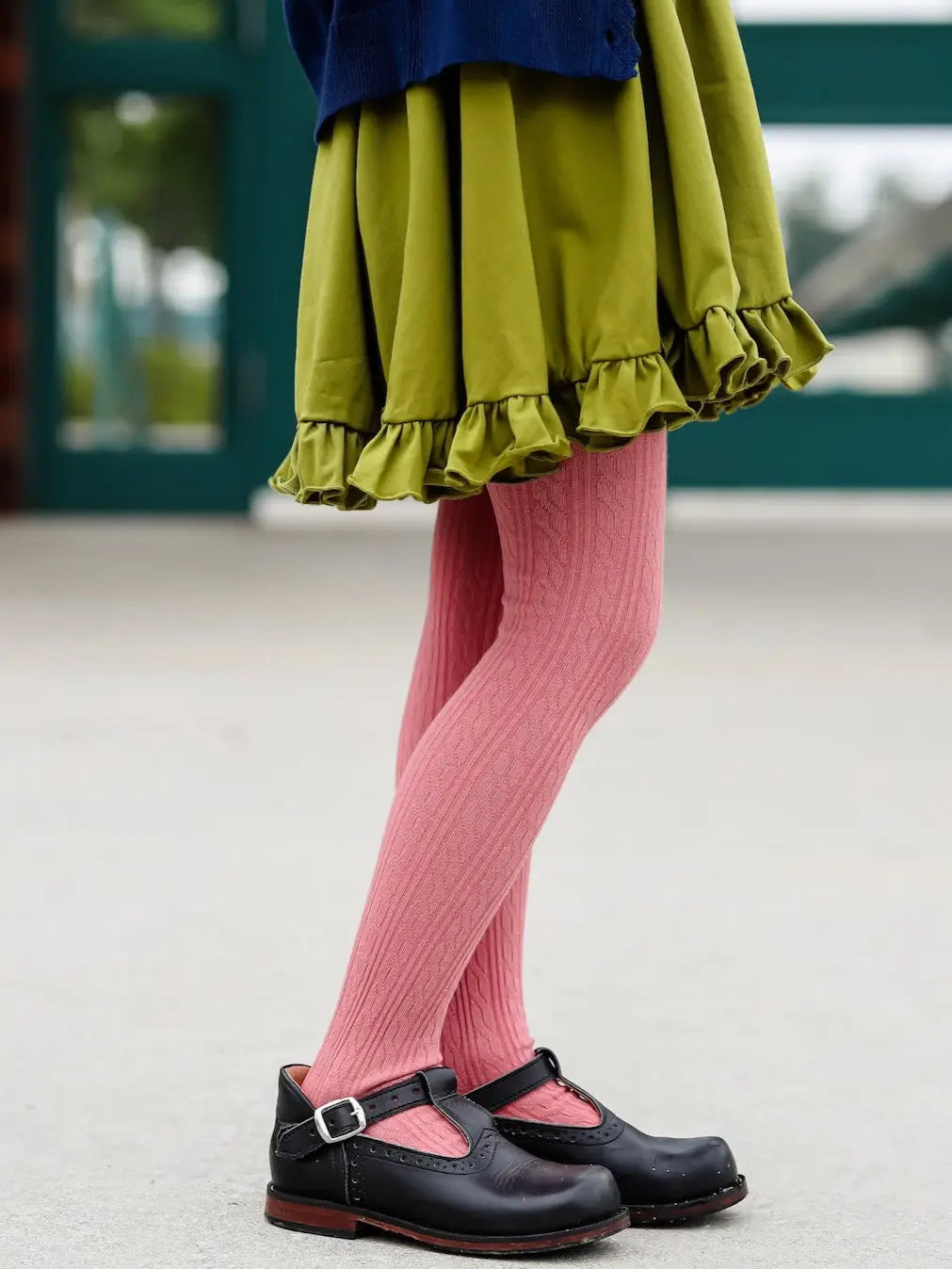 Little Stocking Co Cable Knit Tights - Old Rose