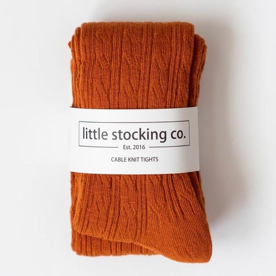 LIttle Stocking Co. Cable Knit Tights - Pumpkin Spice