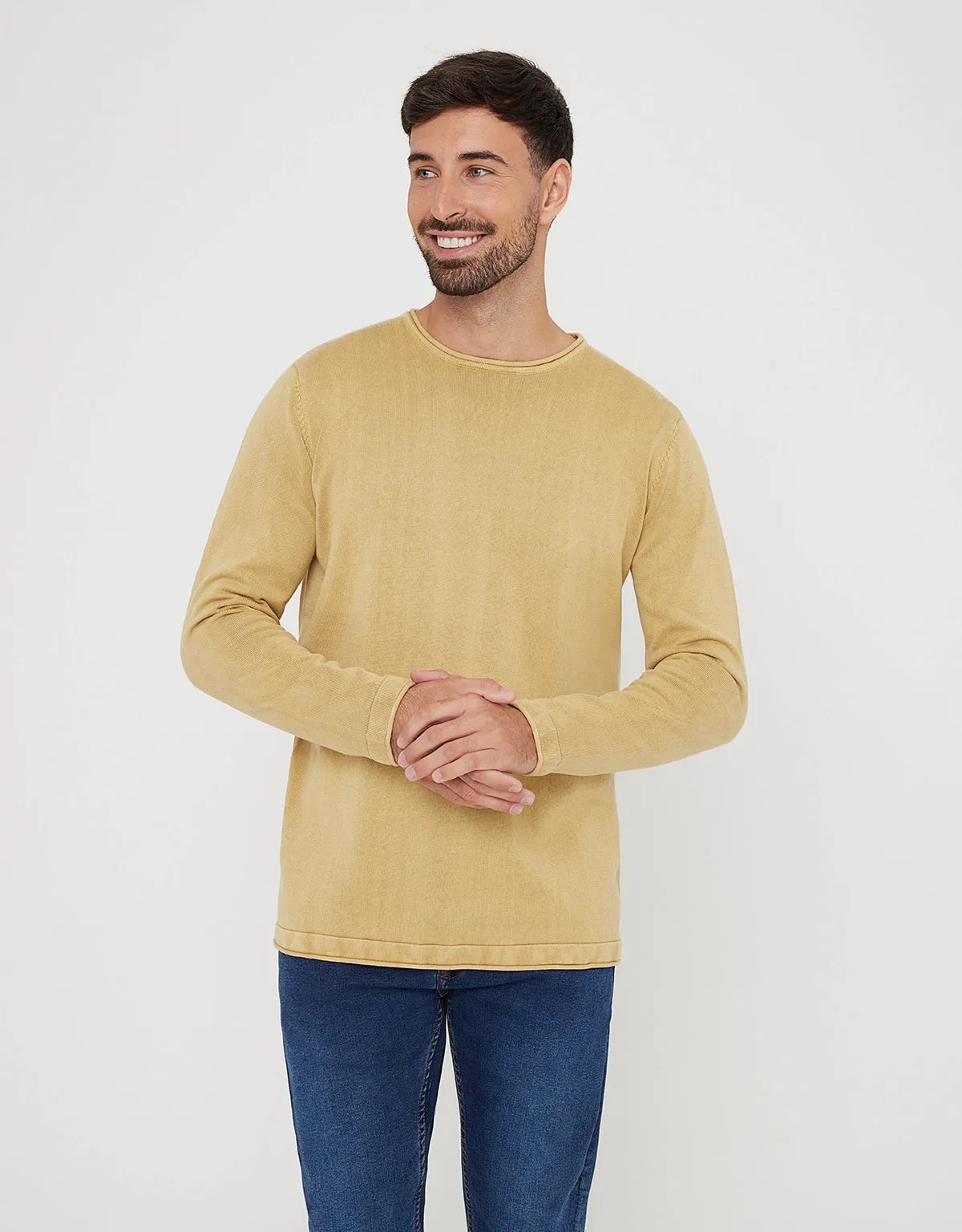 Long Sleeve Cotton Sweater Yellow - Jacks