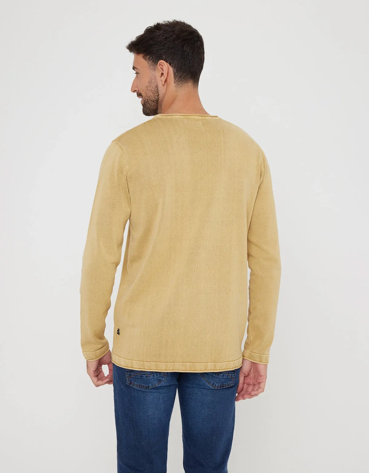 Long Sleeve Cotton Sweater Yellow - Jacks