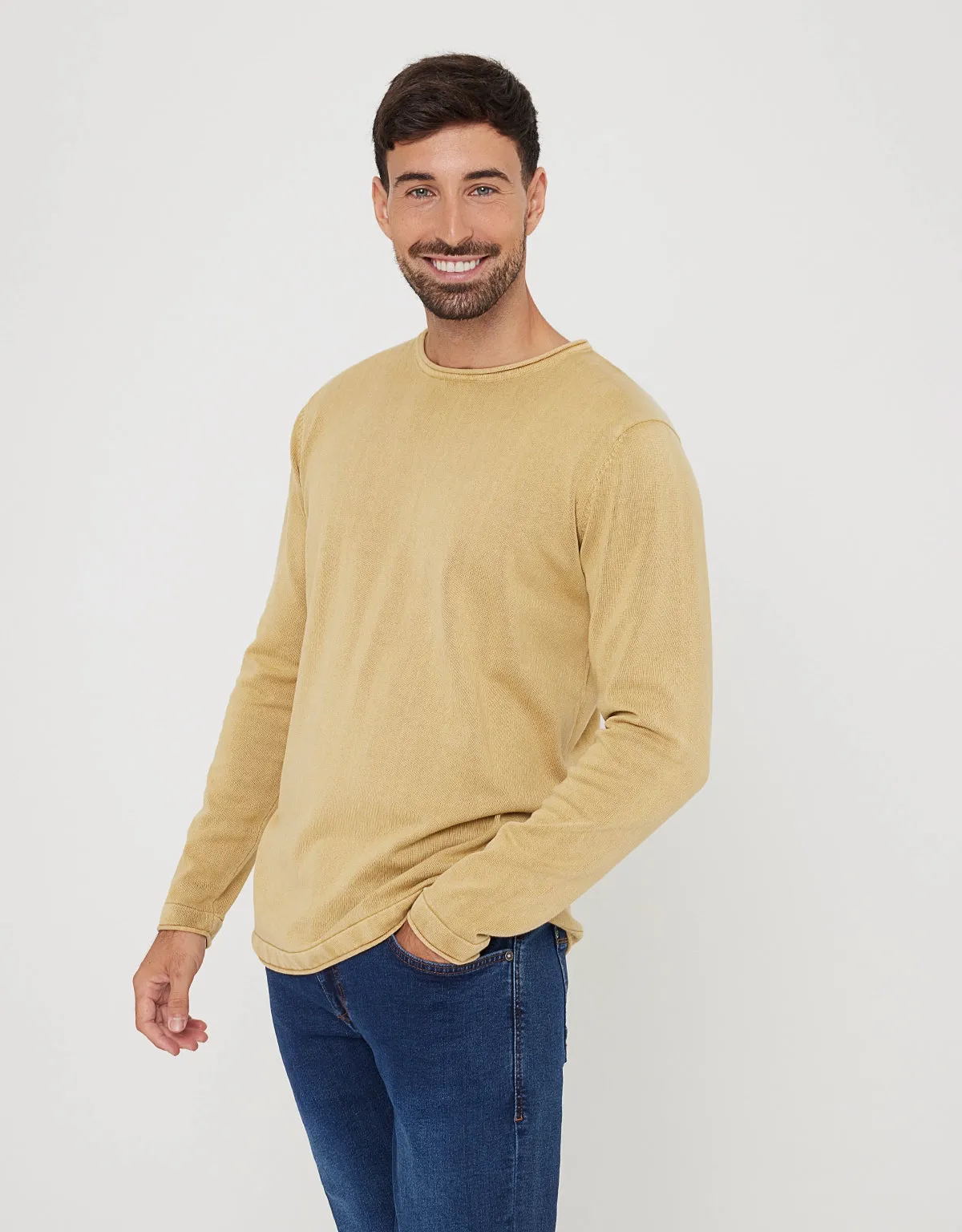 Long Sleeve Cotton Sweater Yellow - Jacks