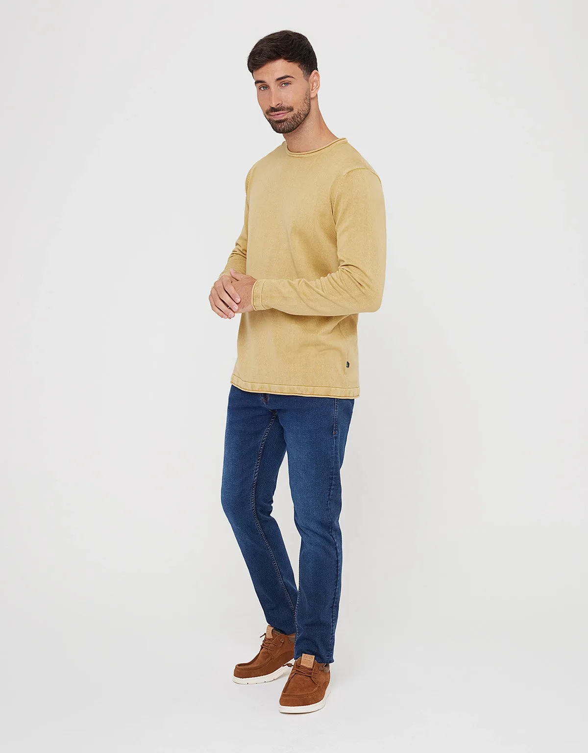 Long Sleeve Cotton Sweater Yellow - Jacks